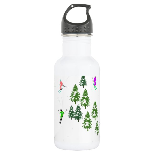 Freeride Alpine Skiers Skiing illustration Ski  Stainless Steel Water Bottle (Front)