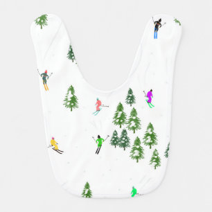 Freeride Alpine Skiers Skiing Ski Skis Art Baby Bib