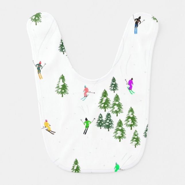 Freeride Alpine Skiers Skiing Ski Skis Art  Baby Bib (Front)