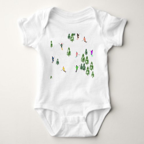 Freeride Alpine Skiers Skiing Ski Skis Art  Baby Bodysuit