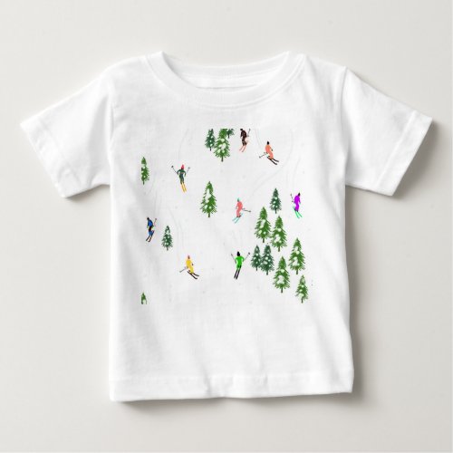 Freeride Alpine Skiers Skiing Ski Skis Art Baby T_Shirt