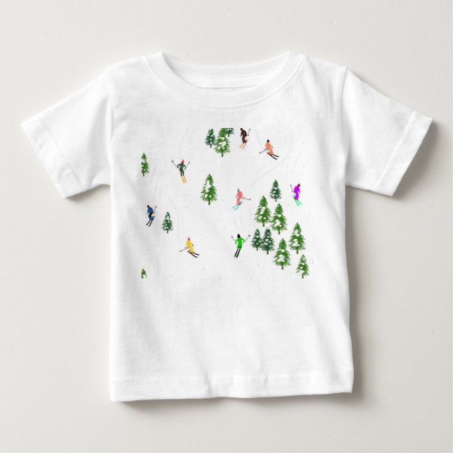 Freeride Alpine Skiers Skiing Ski Skis Art Baby T-Shirt (Front)