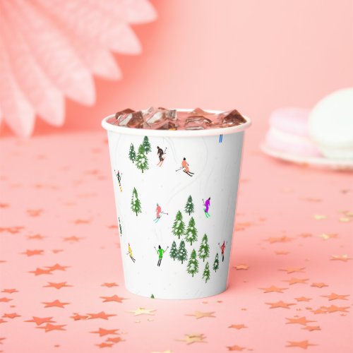 Freeride Alpine Skiers Skiing Ski Skis Art Party Paper Cups