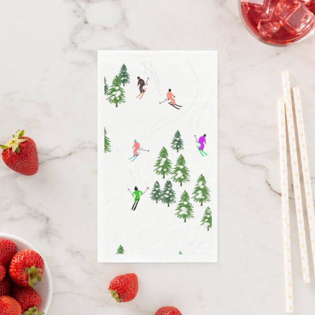 Freeride Alpine Skiers Skiing Ski Skis Art Party  Paper Guest Towels (Insitu)