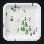 Freeride Alpine Skiers Skiing Ski Skis Art Party  Paper Plates<br><div class="desc">Cool winter themed skier pattern design with skiers skiing down alpine ski resort slopes among snow covered fir trees in alps. Freeride skiers are wearing colorful vintage retro ski suits, skiing downhill with skis on a white snowy mountain landscape background. Wonderful winter sport fun gift for a skier in your...</div>