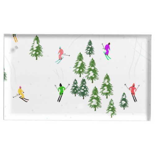 Freeride Alpine Skiers Skiing Ski Skis Art Party  Place Card Holder
