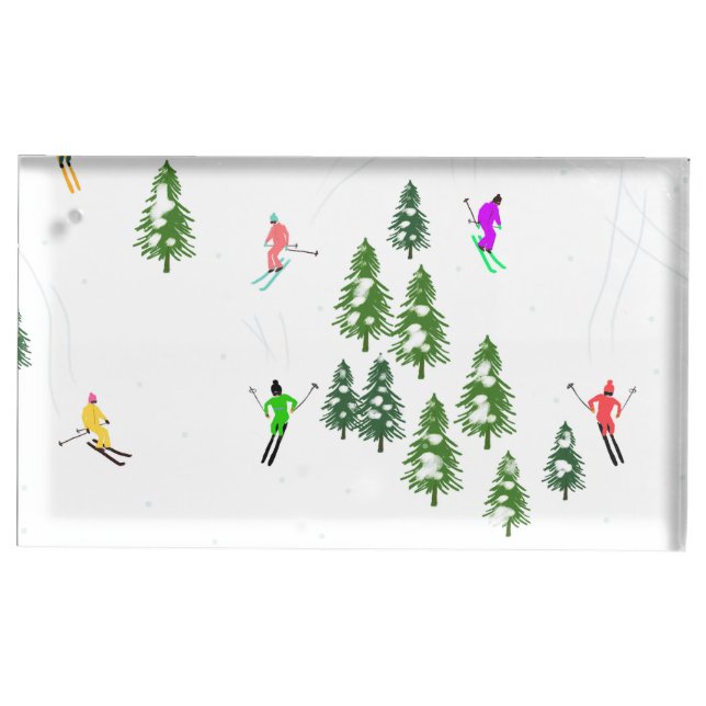 Freeride Alpine Skiers Skiing Ski Skis Art Party  Place Card Holder (Front)