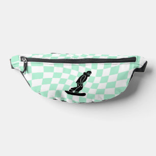 Freeride Snowboarder Cartoon Checkered Fanny Pack