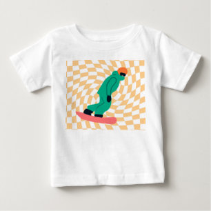 Freeride Snowboarder In Green Suit Checkered    Baby T-Shirt