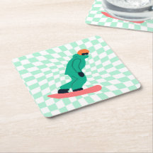 Freeride Snowboarder In Green Suit Checkered