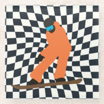 Freeride Snowboarder In Orange Suit Checkered