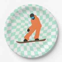 Freeride Snowboarder In Orange Suit Checkered