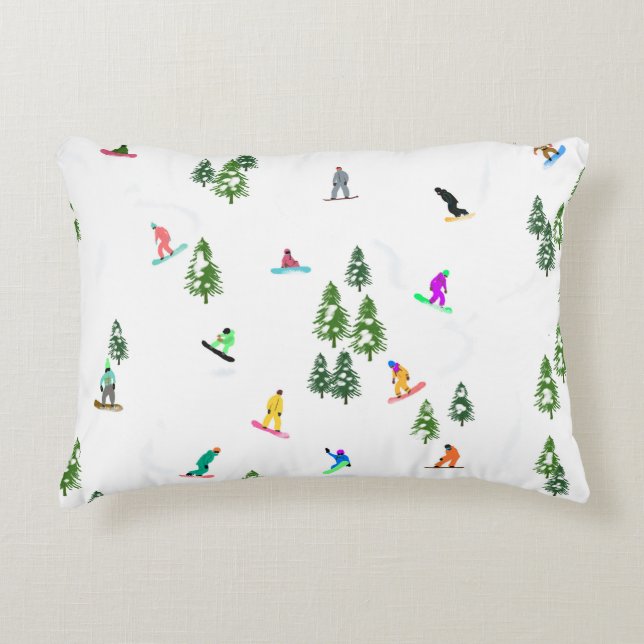Freeride Snowboarder Snowboarding Illustration   Accent Pillow (Front)