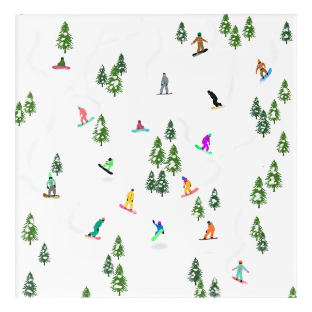 Freeride Snowboarder Snowboarding Illustration   Acrylic Print (Front)