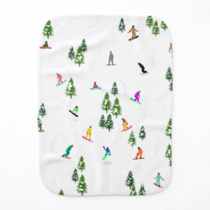 Freeride Snowboarder Snowboarding Illustration   Baby Burp Cloth