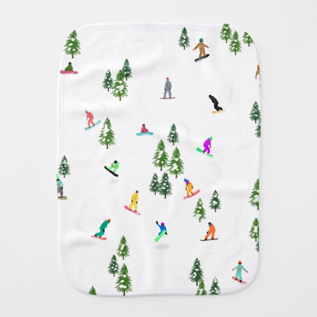 Freeride Snowboarder Snowboarding Illustration   Baby Burp Cloth (Front)