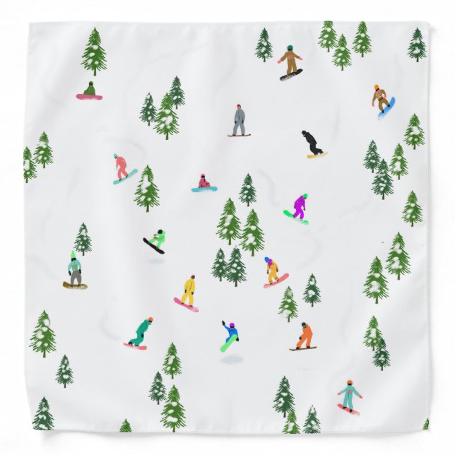Freeride Snowboarder Snowboarding Illustration    Bandana (Front)