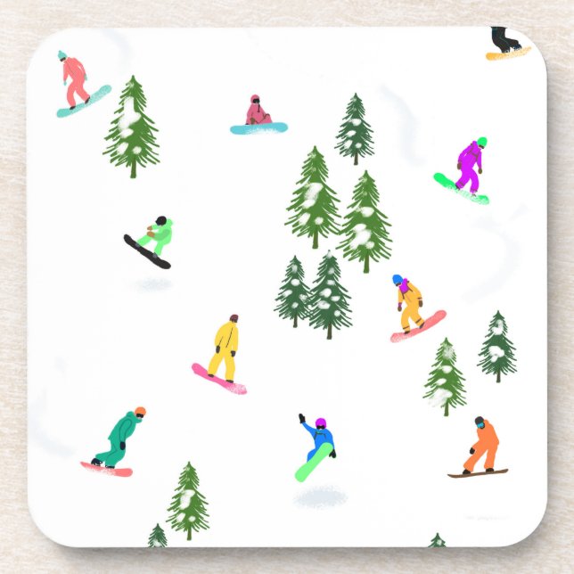 Freeride Snowboarder Snowboarding Illustration     Beverage Coaster (Front)