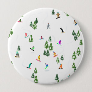 Freeride Snowboarder Snowboarding Illustration   Button