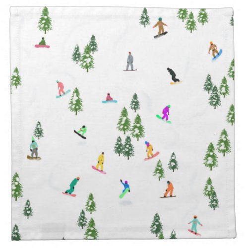 Freeride Snowboarder Snowboarding Illustration    Cloth Napkin
