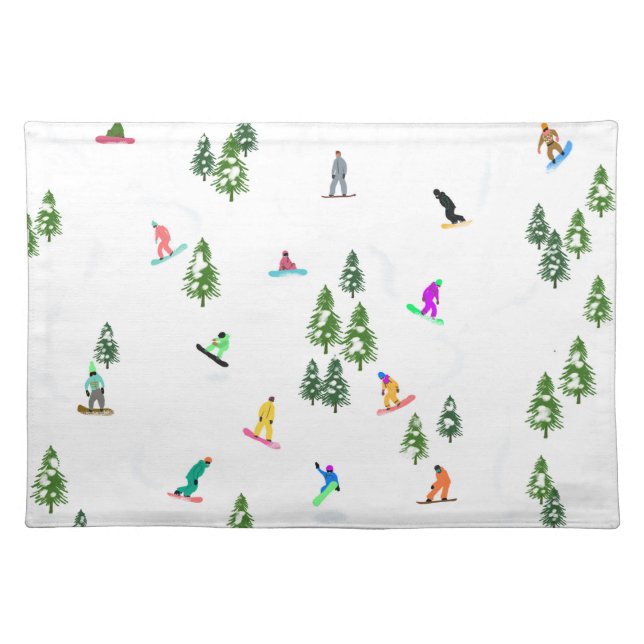 Freeride Snowboarder Snowboarding Illustration  Cloth Placemat (Front)