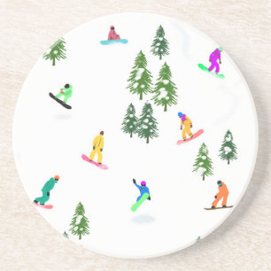 Freeride Snowboarder Snowboarding Illustration Coaster