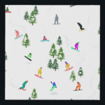Freeride Snowboarder Snowboarding Illustration    Faux Canvas Print<br><div class="desc">Cool whimsical illustration art of colorful snowboarders,  snowboarding downhill in mountains among pine,  spruce,  fir trees on fresh snow powder. Snowboard and xmas outdoor sport in a winter forest. Snowboarder gifts. Snowboarding Christmas decor.</div>