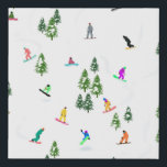Freeride Snowboarder Snowboarding Illustration Faux Canvas Print<br><div class="desc">Cool whimsical illustration art of colorful snowboarders, snowboarding downhill in mountains among pine, spruce, fir trees on fresh snow powder. Snowboard and xmas outdoor sport in a winter forest. Snowboarder gifts. Snowboarding Christmas decor.</div>