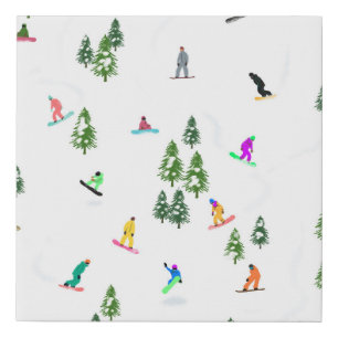 Freeride Snowboarder Snowboarding Illustration Faux Canvas Print