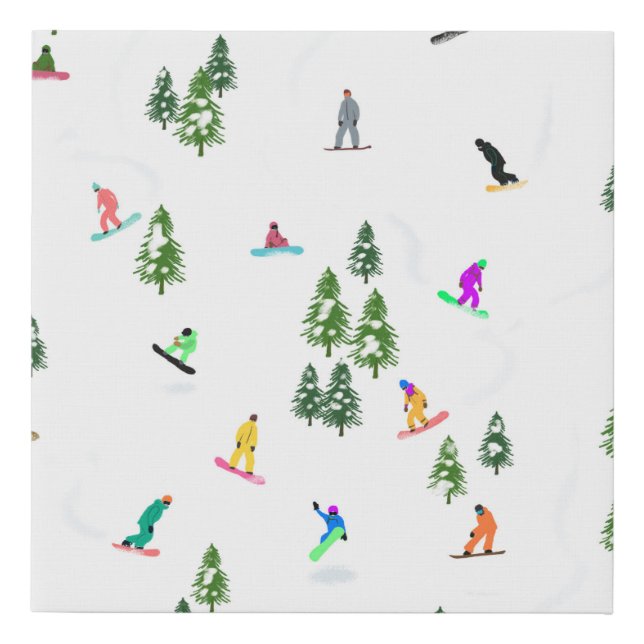 Freeride Snowboarder Snowboarding Illustration    Faux Canvas Print (Front)