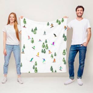 Freeride Snowboarder Snowboarding Illustration Fleece Blanket