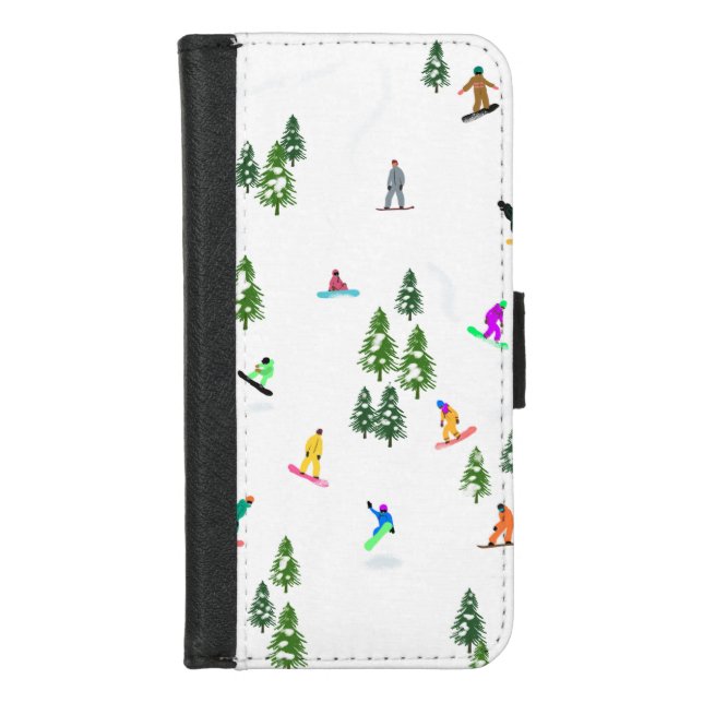 Freeride Snowboarder Snowboarding Illustration  iPhone Wallet Case (Front)