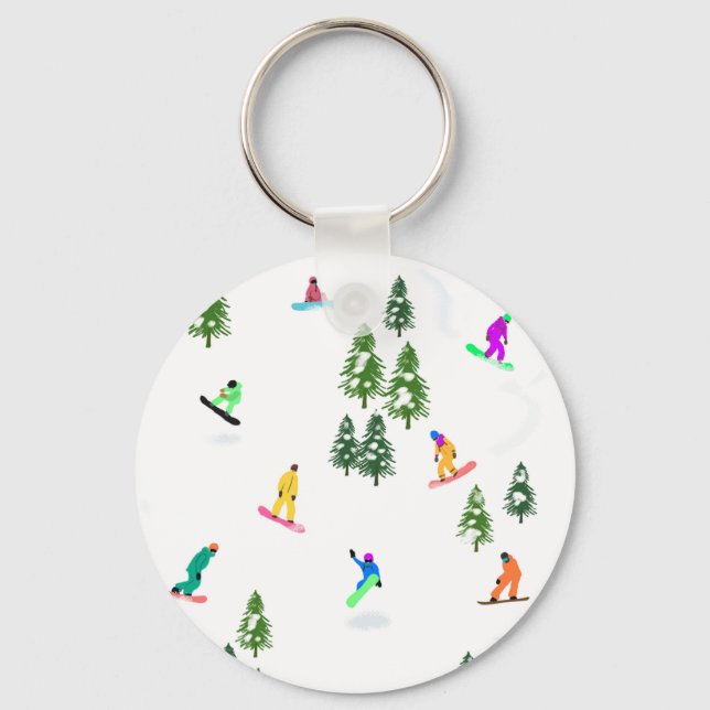 Freeride Snowboarder Snowboarding Illustration    Keychain (Front)