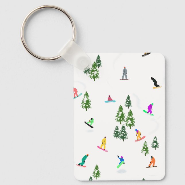 Freeride Snowboarder Snowboarding Illustration  Keychain (Front)