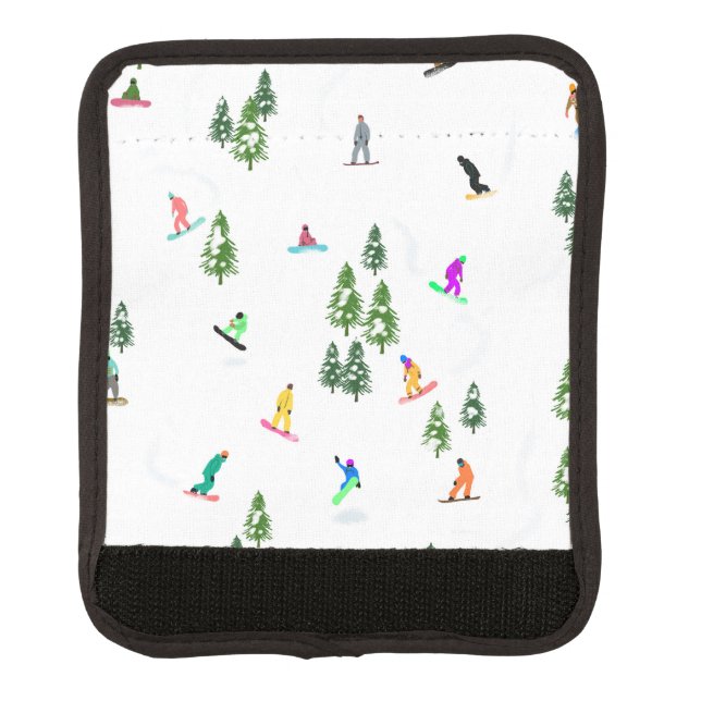 Freeride Snowboarder Snowboarding Illustration    Luggage Handle Wrap (Front)