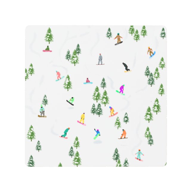 Freeride Snowboarder Snowboarding Illustration   Metal Print (Front)