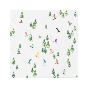 Freeride Snowboarder Snowboarding Illustration Metal Print