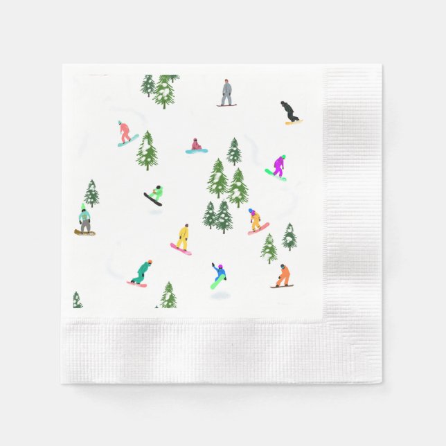 Freeride Snowboarder Snowboarding Illustration    Napkins (Front)