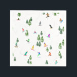 Freeride Snowboarder Snowboarding Illustration    Napkins<br><div class="desc">Cool whimsical illustration art of colorful snowboarders,  snowboarding downhill in mountains among pine,  spruce,  fir trees on fresh snow powder. Snowboard and xmas outdoor sport in a winter forest. Snowboarder gifts. Snowboarding Christmas decor.</div>