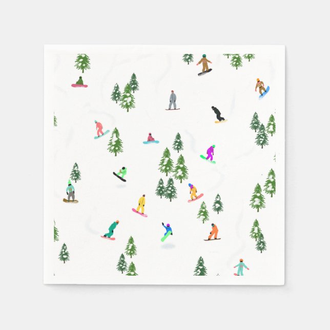Freeride Snowboarder Snowboarding Illustration    Napkins (Front)