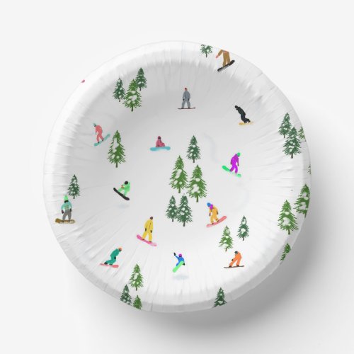 Freeride Snowboarder Snowboarding Illustration   Paper Bowls