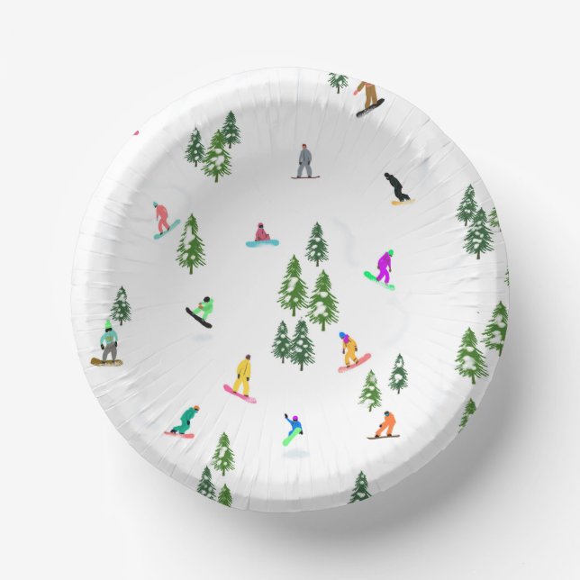 Freeride Snowboarder Snowboarding Illustration   Paper Bowls (Front)