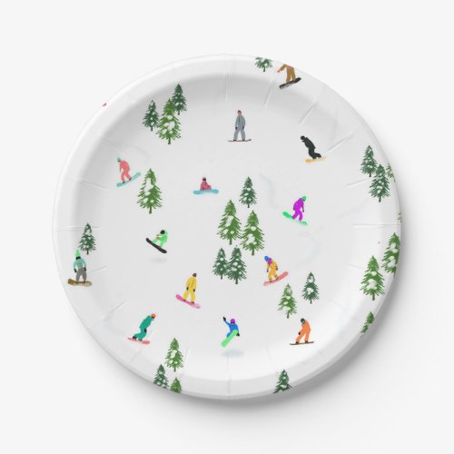 Freeride Snowboarder Snowboarding Illustration  Paper Plates
