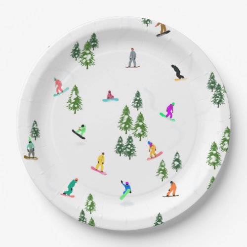 Freeride Snowboarder Snowboarding Illustration   Paper Plates