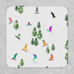 Freeride Snowboarder Snowboarding Illustration   Patch<br><div class="desc">Cool whimsical illustration art of colorful snowboarders,  snowboarding downhill in mountains among pine,  spruce,  fir trees on fresh snow powder. Snowboard and xmas outdoor sport in a winter forest. Snowboarder gifts. Snowboarding Christmas decor.</div>