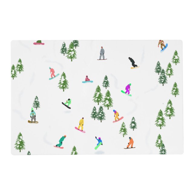 Freeride Snowboarder Snowboarding Illustration   Placemat (Front)