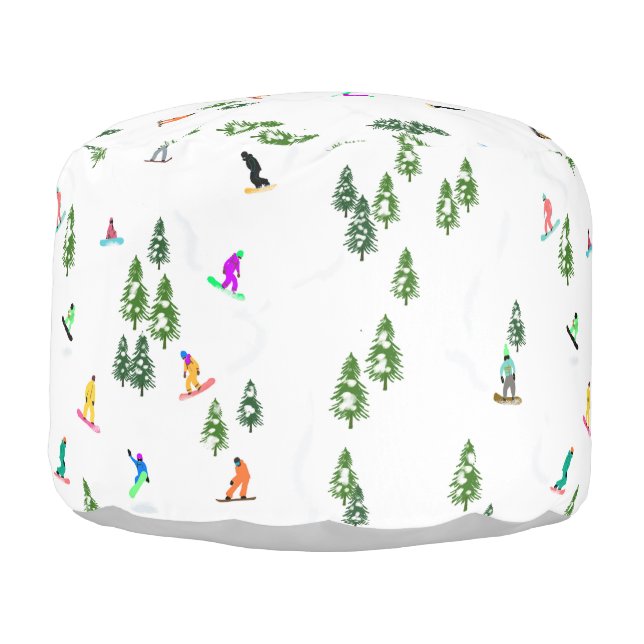 Freeride Snowboarder Snowboarding Illustration   Pouf (Left)