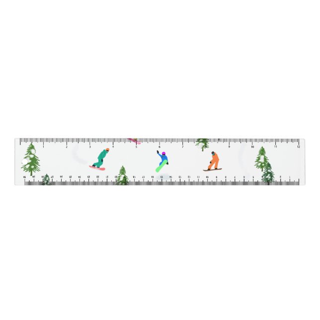 Freeride Snowboarder Snowboarding Illustration  Ruler (Front)