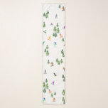 Freeride Snowboarder Snowboarding Illustration  Scarf<br><div class="desc">Cool whimsical illustration art of colorful snowboarders,  snowboarding downhill in mountains among pine,  spruce,  fir trees on fresh snow powder. Snowboard and xmas outdoor sport in a winter forest. Snowboarder gifts. Snowboarding Christmas decor.</div>