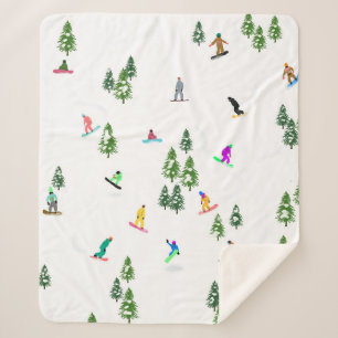 Freeride Snowboarder Snowboarding Illustration Sherpa Blanket